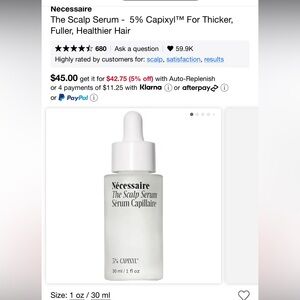 Nécessaire
The Scalp Serum -  5% Capixyl™ For Thicker, Fuller, Healthier Hair